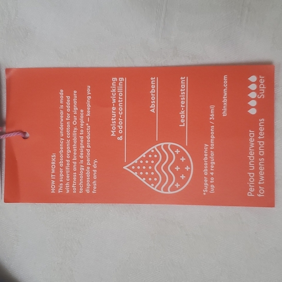 THINX GIRLS PERIOD BRIEF NEW NO TAG, - Picture 6 of 7